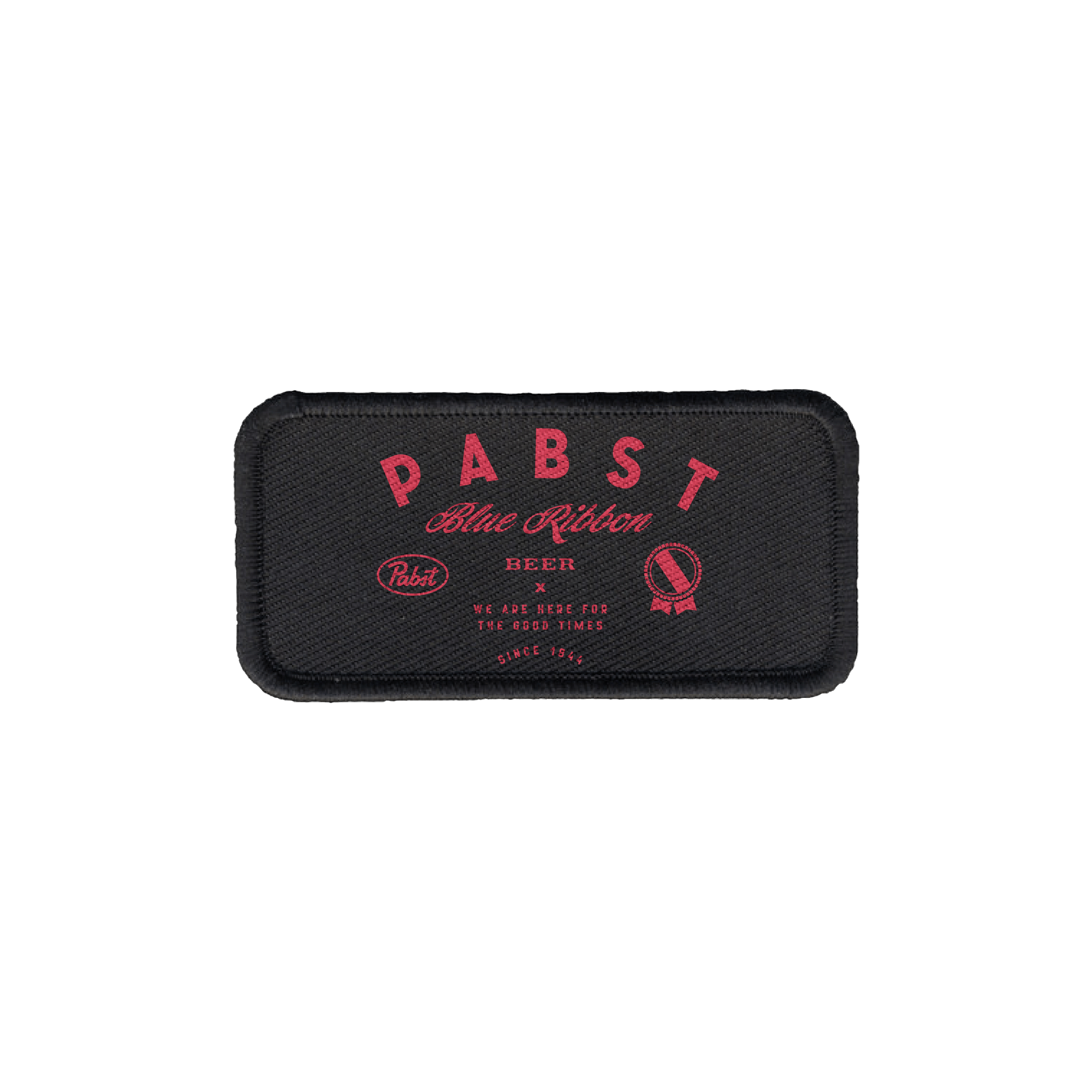 Pabst Blue Ribbon logo on a black patch.